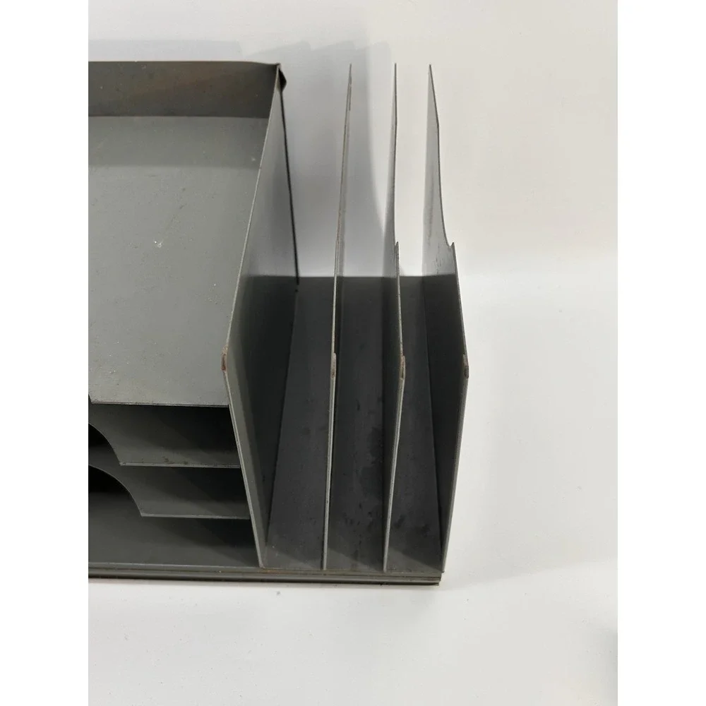 Vintage Lit-ning Industrial Metal Desk Organizer Tray